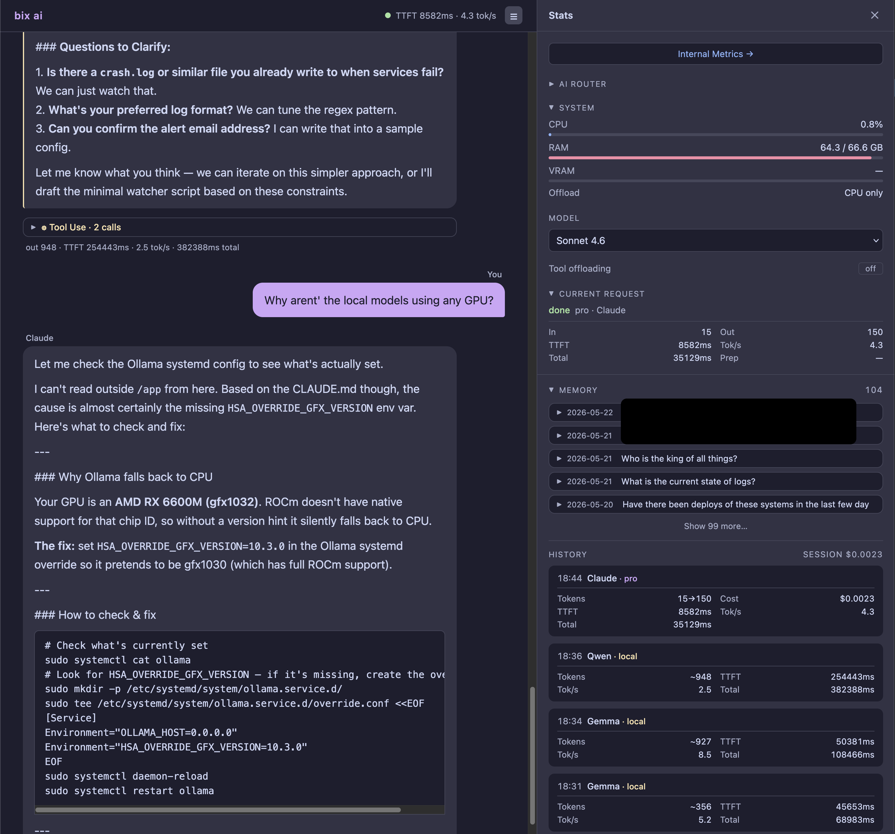 Ollama running on CPU instead of GPU because the model lacks ROCm support
